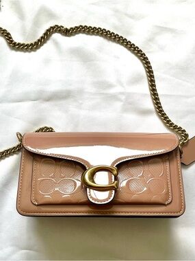 Coach Pink/ brown  Patent Leather Tabby Chain Shoulder Bag